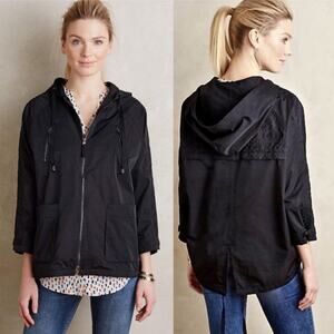 Anthropologie Hei Hei Uptown Embroidered Hooded Windbreaker Rain Jacket XS or S